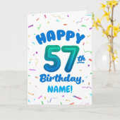 Happy 57th Birthday Card with Custom Name カード (黄色い花)