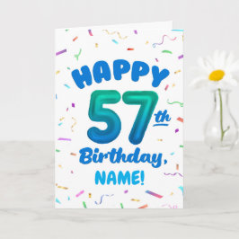 Happy 57th Birthday Card with Custom Name カード