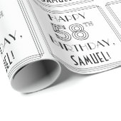 HAPPY 58th誕生日;アールデコスタイル;名前をカスタムする ラッピングペーパー (ロールコーナー)