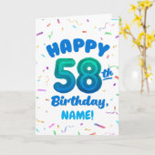 Happy 58th Birthday Card with Custom Name カード (黄色い花)