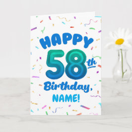 Happy 58th Birthday Card with Custom Name カード