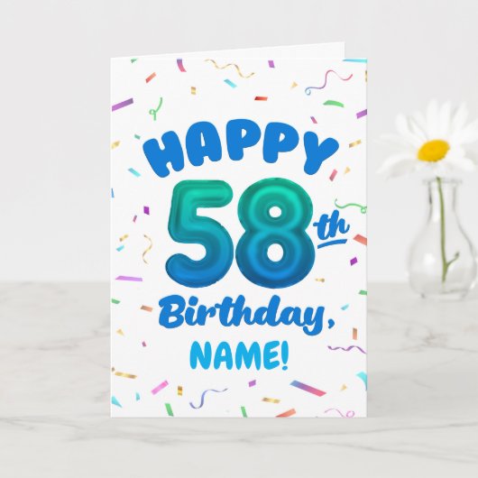 Happy 58th Birthday Card with Custom Name カード (小さな植物)