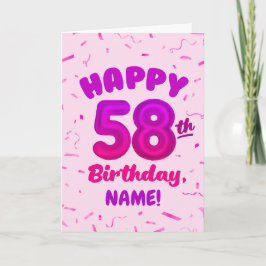 Happy 58th Birthday Card with Custom Name カード