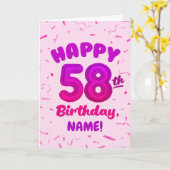 Happy 58th Birthday Card with Custom Name カード (黄色い花)