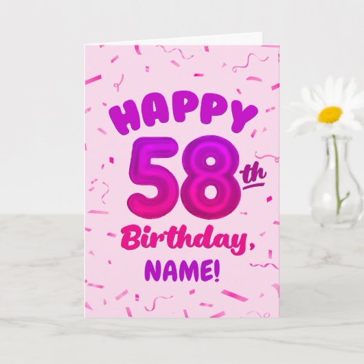 Happy 58th Birthday Card with Custom Name カード (小さな植物)