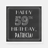 HAPPY 59th誕生日;アールデコスタイル;名前をカスタムする スタンダードランチョンナプキン (正面)