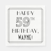 HAPPY 59th誕生日;アールデコスタイル;名前をカスタムする スタンダードランチョンナプキン (正面)