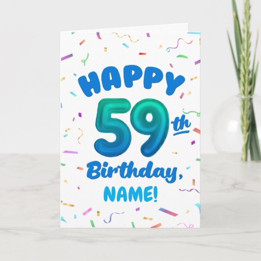 Happy 59th Birthday Card with Custom Name カード (正面)