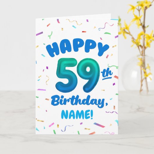 Happy 59th Birthday Card with Custom Name カード (黄色い花)