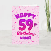 Happy 59th Birthday Card with Custom Name カード (正面)