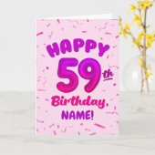 Happy 59th Birthday Card with Custom Name カード (黄色い花)