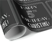 HAPPY 5th誕生日、アールデコスタイル(名前をカスタムする付き) ラッピングペーパー (ロールコーナー)