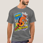 Happy 5th Birthday Boys Comic Style Superpower Sup Tシャツ (正面)