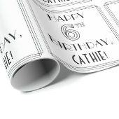 HAPPY 6誕生日;アールデコスタイル;名前をカスタムする ラッピングペーパー (ロールコーナー)