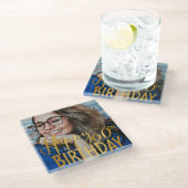 Happy 60誕生日スクリプトパーソナライズされた写真 ガラスコースター (アングル)