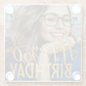 Happy 60誕生日スクリプトパーソナライズされた写真 ガラスコースター (裏面)