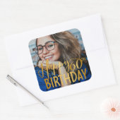 Happy 60誕生日スクリプトパーソナライズされた写真 スクエアシール (封筒)