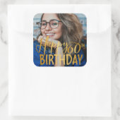 Happy 60誕生日スクリプトパーソナライズされた写真 スクエアシール (バッグ)