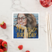 Happy 60誕生日スクリプトパーソナライズされた写真 スタンダードカクテルナプキン (インサイチュ)