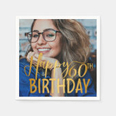Happy 60誕生日スクリプトパーソナライズされた写真 スタンダードカクテルナプキン (正面)