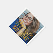 Happy 60誕生日スクリプトパーソナライズされた写真 スタンダードカクテルナプキン (角)