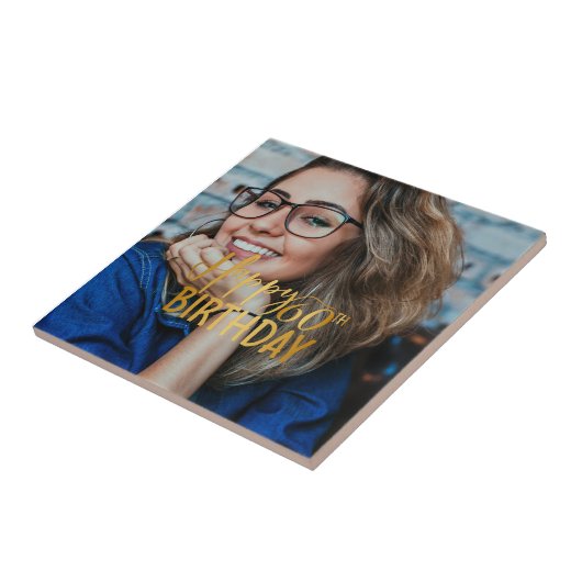 Happy 60誕生日スクリプトパーソナライズされた写真 タイル (側面)