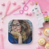 Happy 60誕生日スクリプトパーソナライズされた写真 ペーパープレート (パーティー)