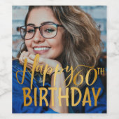 Happy 60誕生日スクリプトパーソナライズされた写真 ワインラベル (シングルラベル)