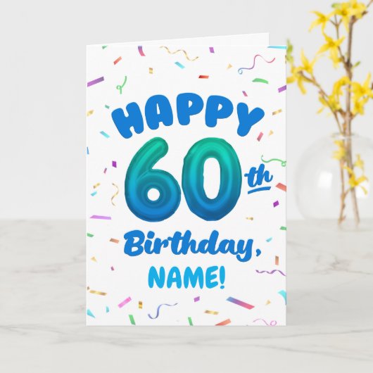 Happy 60th Birthday Card with Custom Name カード (黄色い花)
