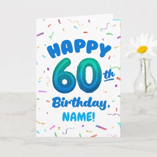 Happy 60th Birthday Card with Custom Name カード (小さな植物)