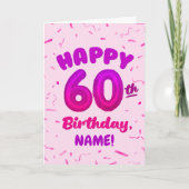 Happy 60th Birthday Card with Custom Name カード (正面)