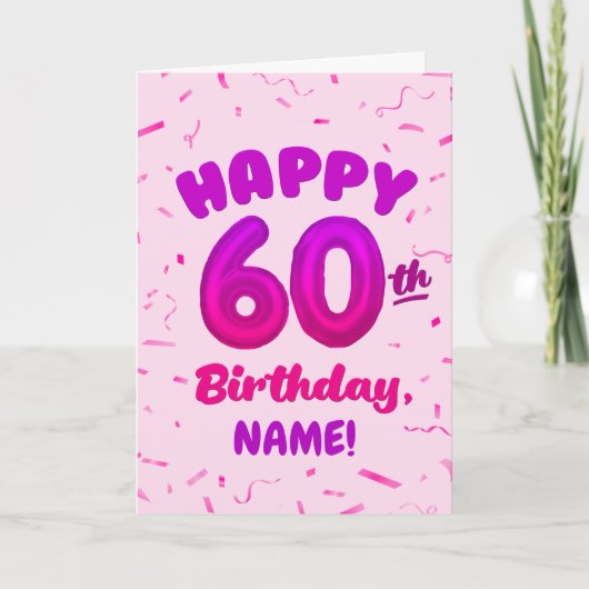 Happy 60th Birthday Card with Custom Name カード (正面)