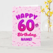 Happy 60th Birthday Card with Custom Name カード (黄色い花)