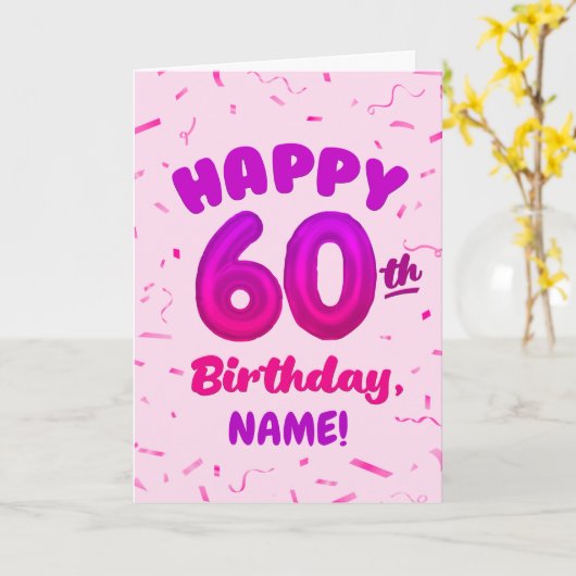 Happy 60th Birthday Card with Custom Name カード (黄色い花)