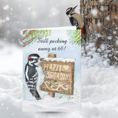 Happy 60th Birthday Downy Woodpecker カード