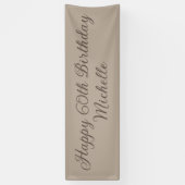 Happy 60th Birthday Elegant Script Taupe Party 横断幕 (縦)