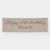 Happy 60th Birthday Elegant Script Taupe Party 横断幕 (横)