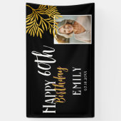 Happy 60th Birthday Gold Foliage Photo Backdrop 横断幕 (縦)