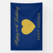Happy 60th Birthday Navy Banner with Custom Text 横断幕 (縦)