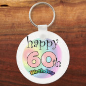 Happy 60th Birthday (roze) キーホルダー (正面)