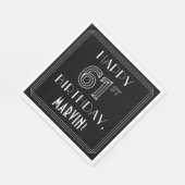 HAPPY 61ST誕生日、アールデコスタイル、名前をカスタムする スタンダードランチョンナプキン (角)