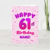 Happy 61st Birthday Card with Custom Name カード (正面)