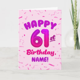 Happy 61st Birthday Card with Custom Name カード