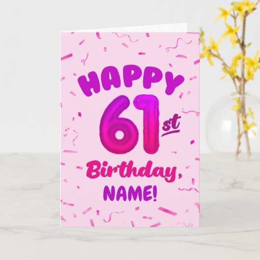 Happy 61st Birthday Card with Custom Name カード (黄色い花)