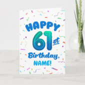 Happy 61st Birthday Card with Custom Name カード (正面)