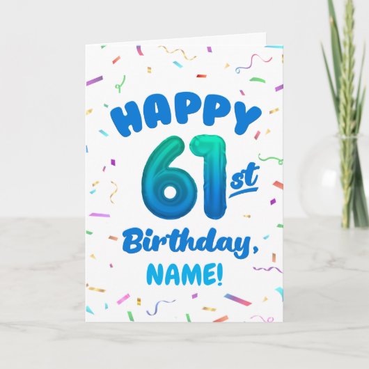 Happy 61st Birthday Card with Custom Name カード (正面)