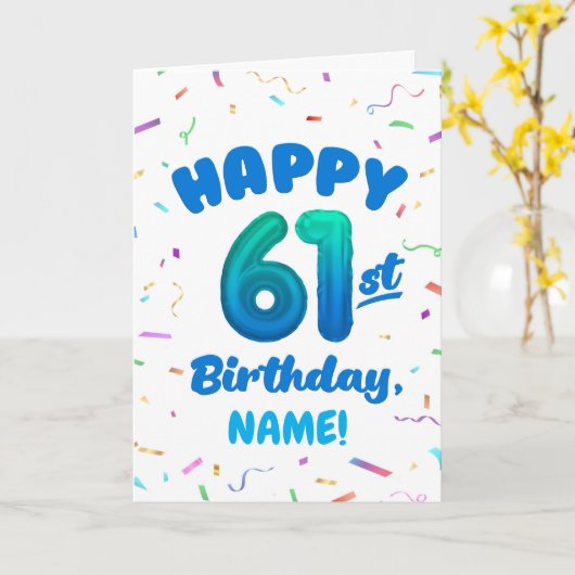 Happy 61st Birthday Card with Custom Name カード (黄色い花)
