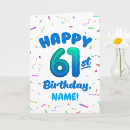 Happy 61st Birthday Card with Custom Name カード