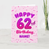 Happy 62nd Birthday Card with Custom Name カード (正面)