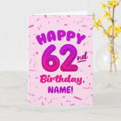 Happy 62nd Birthday Card with Custom Name カード (黄色い花)